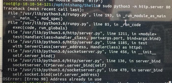 Solved The Linux Command : Sudo Python3 Http.Server 80 | Chegg.Com