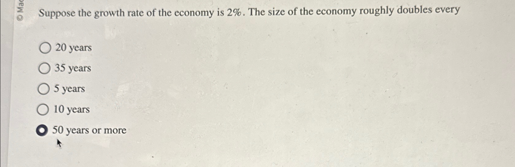 Solved ∑0π0 ﻿Suppose the growth rate of the economy is 2%. | Chegg.com