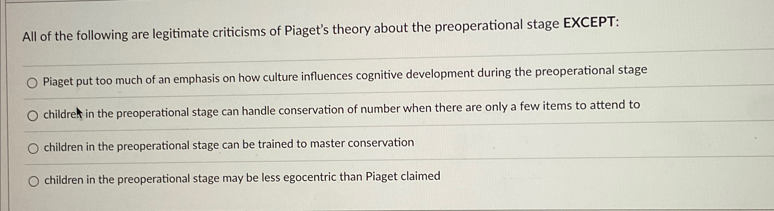 According to piagetian theory cognitive development is influenced by all of the following except sales