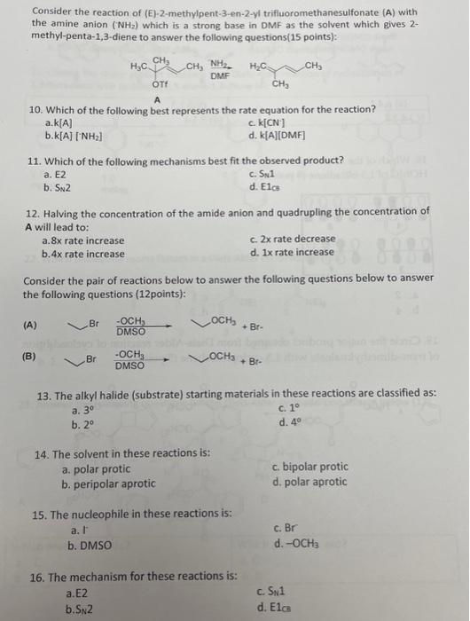 Solved Consider the reaction of (E)-2-methylpent-3-en-2-yl | Chegg.com