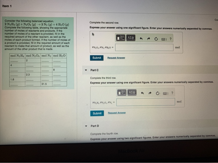 Solved Item 1 Complete the second row. Express your answer Chegg