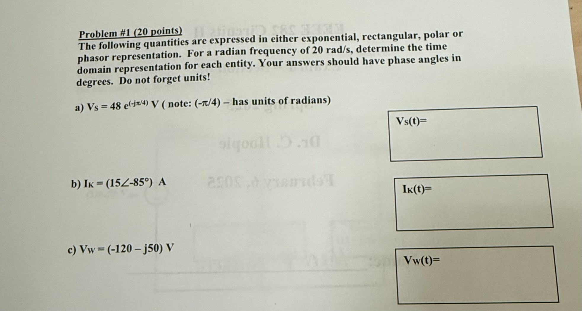 Solved Problem #1 (20 ﻿points)The following quantities are | Chegg.com