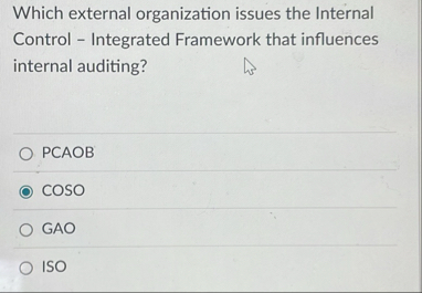 Solved Which external organization issues the Internal | Chegg.com