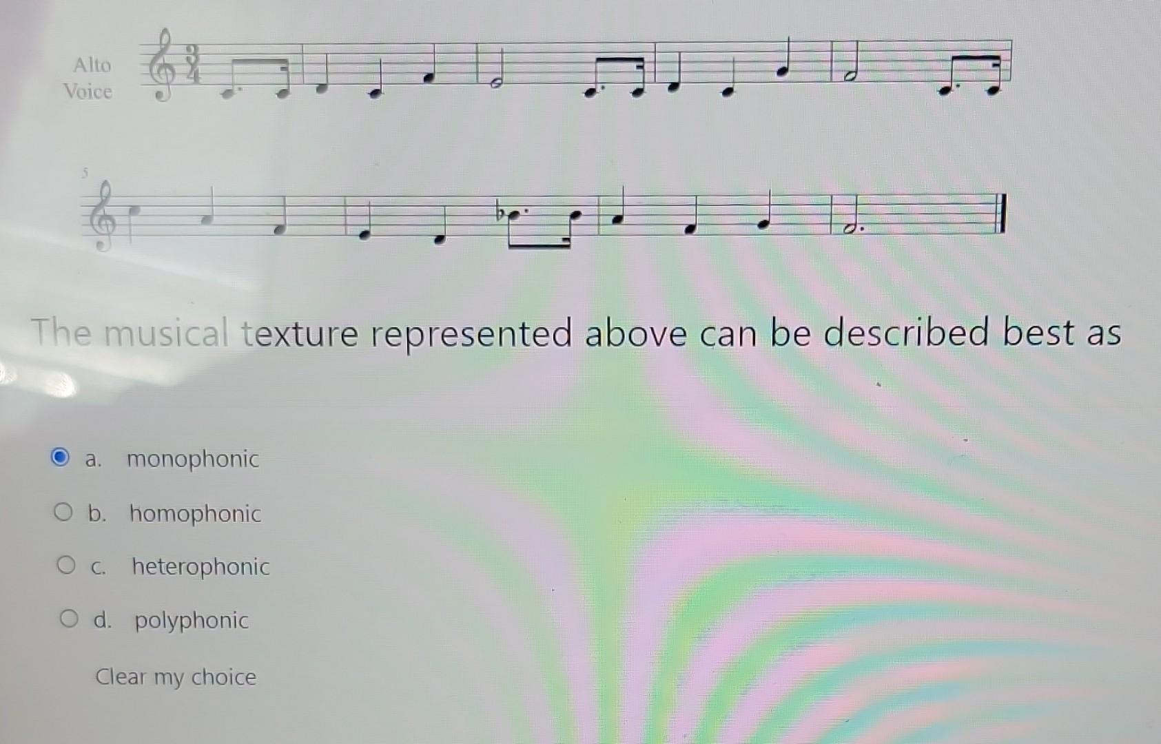Solved The musical texture represented above can be | Chegg.com