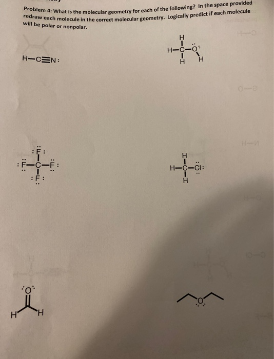 Solved Problem 1: What is the molecular geometry for each of | Chegg.com