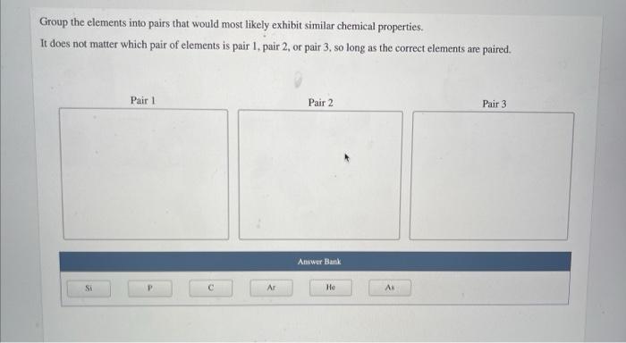 Solved Group The Elements Into Pairs That Would Most Likely Chegg