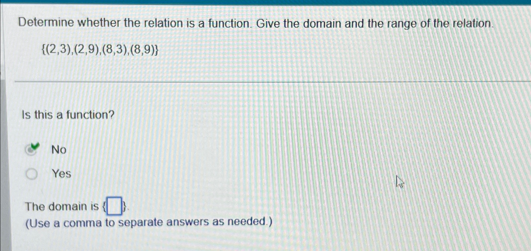 Solved Determine whether the relation is a function. Give | Chegg.com