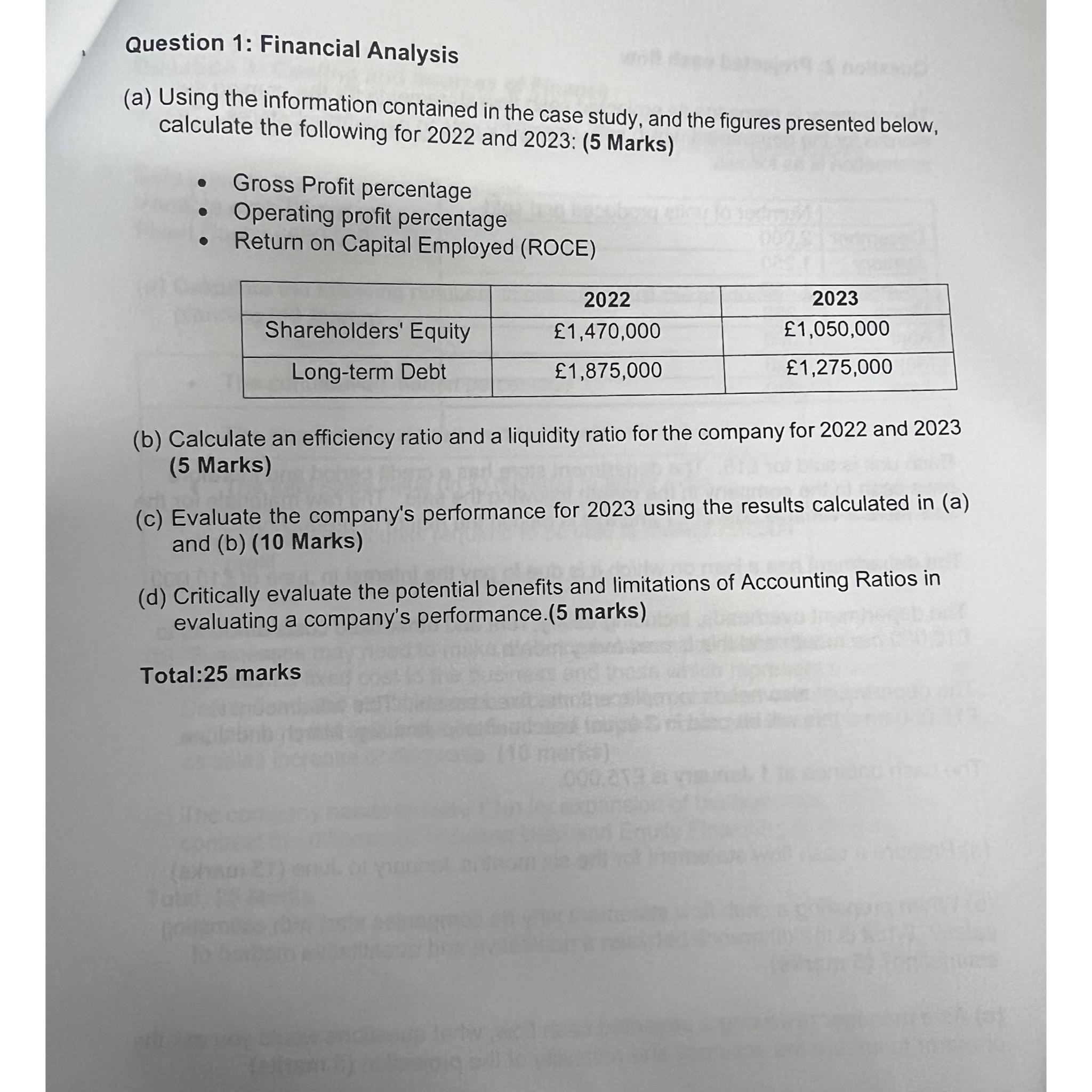 Question 1: Financial Analysis(a) ﻿Using the | Chegg.com