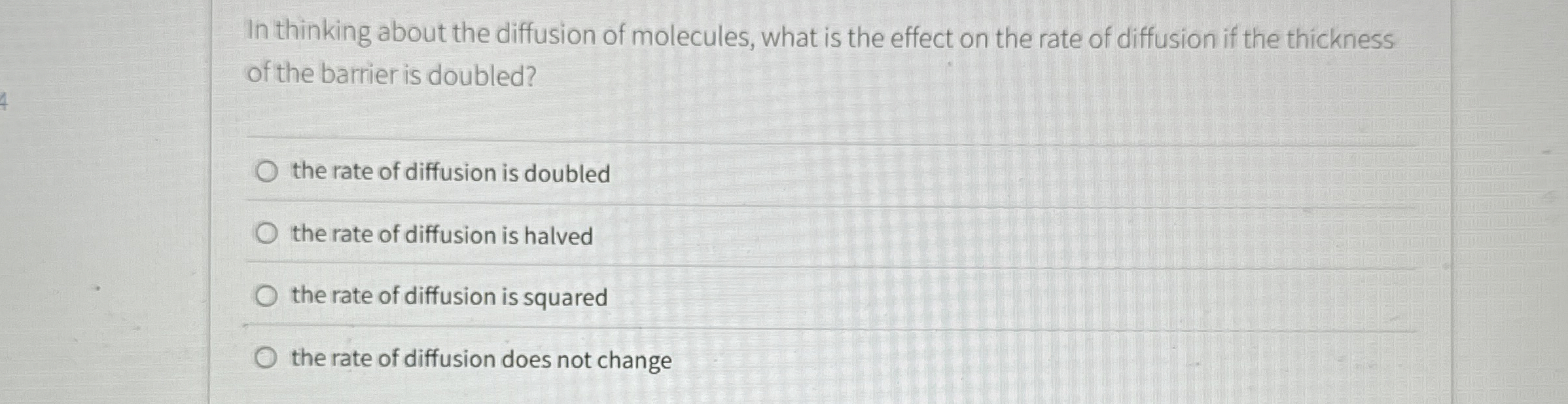 Solved In thinking about the diffusion of molecules, what is | Chegg.com