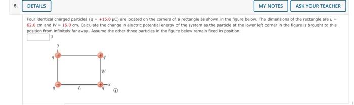 Solved Four Identical Charged Particles (q=+15.0NC) Are | Chegg.com