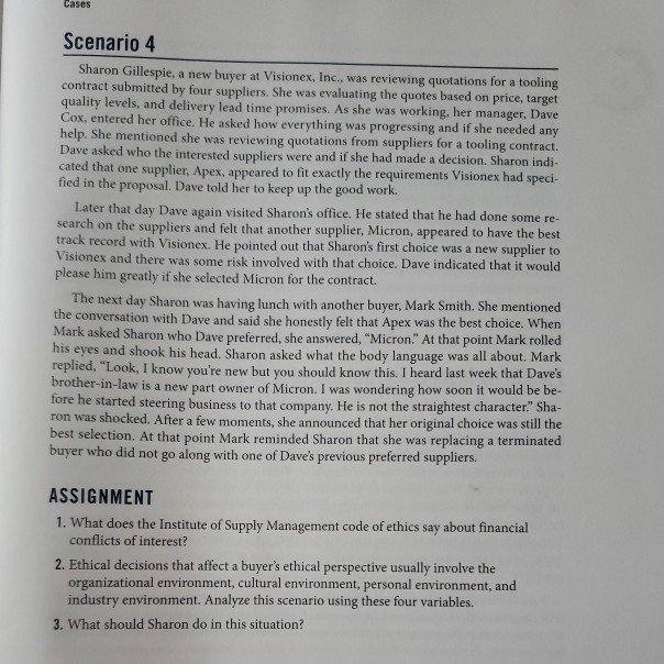 Solved Cases Scenario 4 Sharon Gillespie A New Buyer At Chegg Com