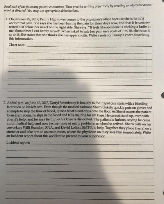 Solved Read each of the following patient encounters. Then | Chegg.com