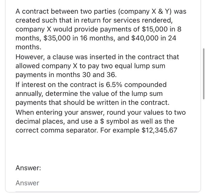 Solved A contract between two parties (company X&Y ) was | Chegg.com