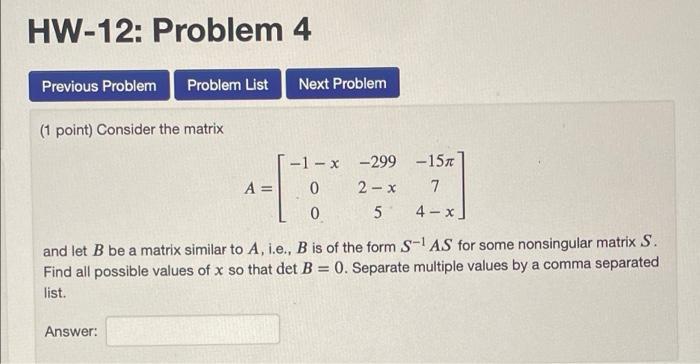 Solved HW-12: Problem 4 Previous Problem Problem List Next | Chegg.com