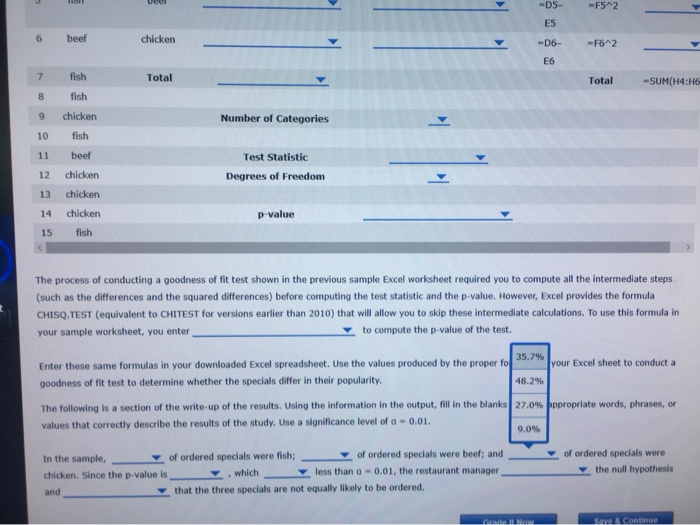 2. Using Excel - Conducting A Goodness Of Fit Test A | Chegg.com