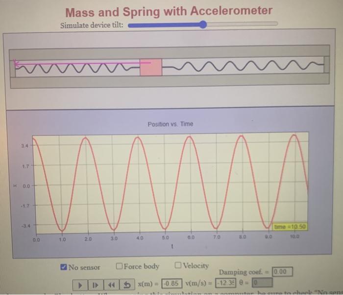 Solved Mass and Spring with Accelerometer Simulate device | Chegg.com