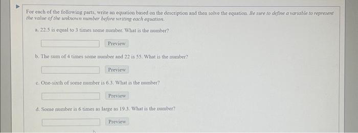 Solved For each of the following parts, write an equation | Chegg.com