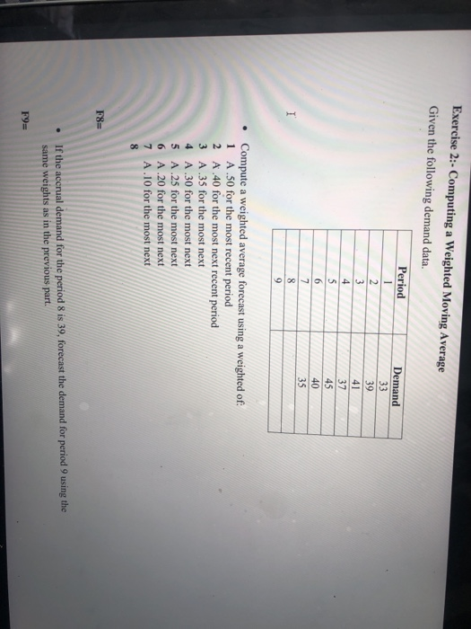 Solved Exercise 2:- Computing a Weighted Moving Average | Chegg.com