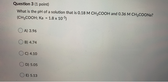 Solved Question 3 (1 point) What is the pH of a solution | Chegg.com