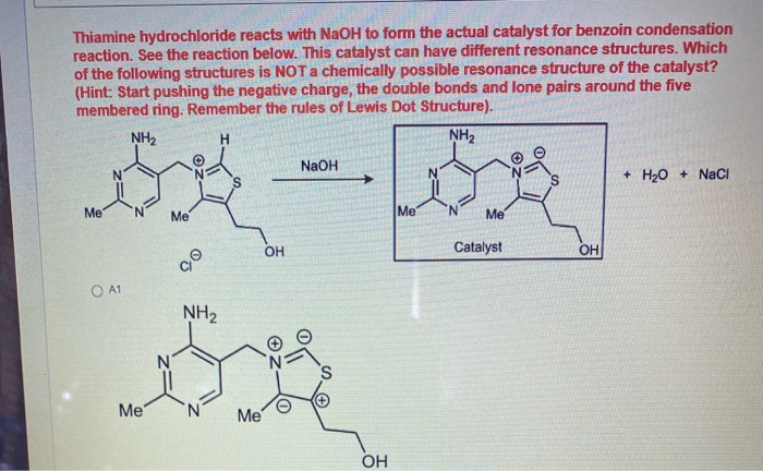 Solved Thiamine hydrochloride reacts with NaOH to form the | Chegg.com
