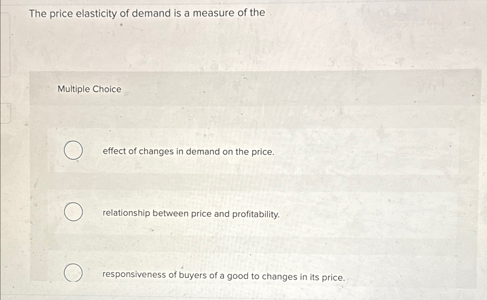 Solved The price elasticity of demand is a measure of | Chegg.com