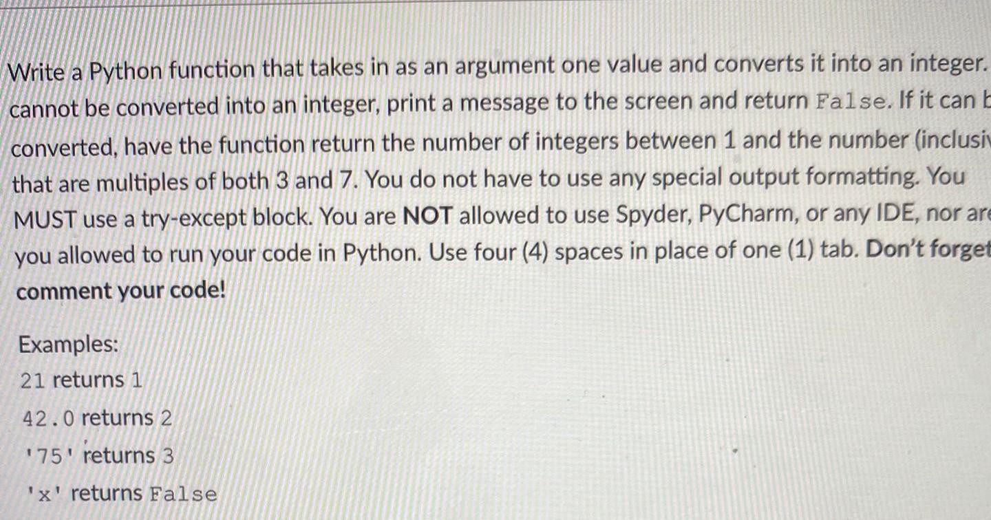 Solved Write a Python function that takes in as an argument | Chegg.com