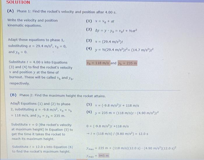 Solved (A) Phase 1: Find The Rocket's Velocity And Position | Chegg.com