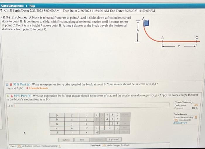 Solved 11 Problem 6 A Block Is Released From Rest At