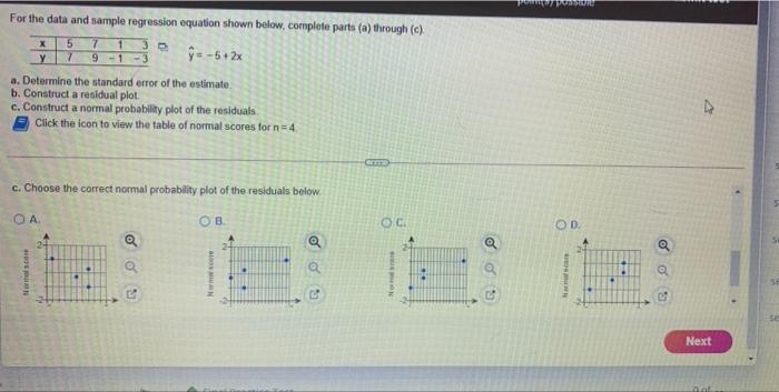 Solved For the data and sample regression equation shown | Chegg.com