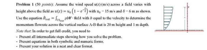 Solved Problem 1 (50 points): Assume the wind speed | Chegg.com