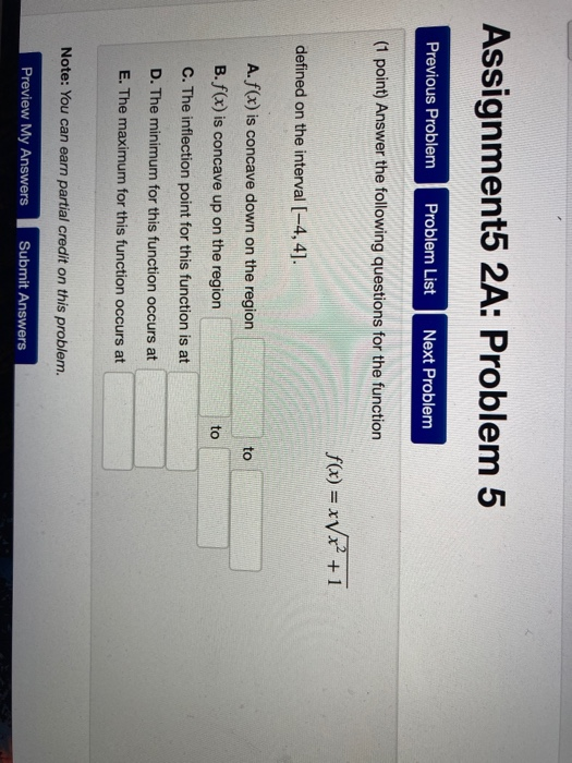 Solved Assignments 2A: Problem 5 Previous Problem Problem | Chegg.com