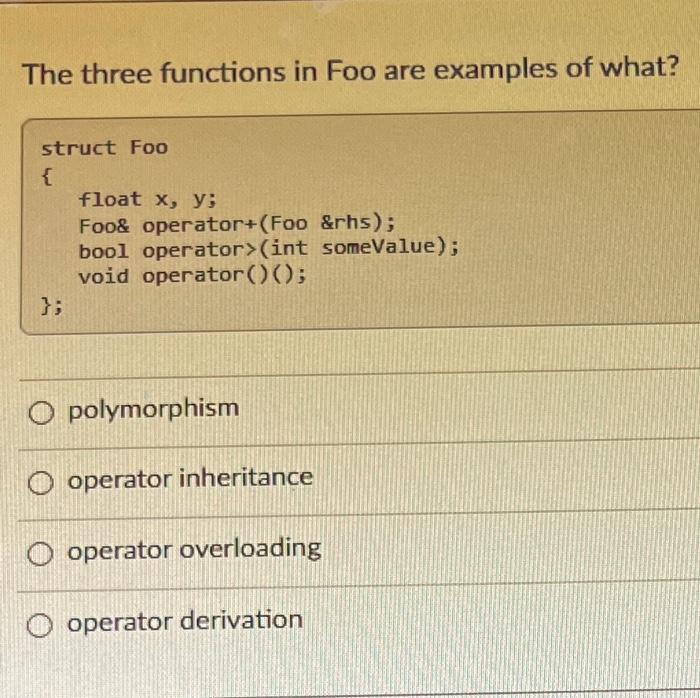 Solved The three functions in Foo are examples of what? | Chegg.com