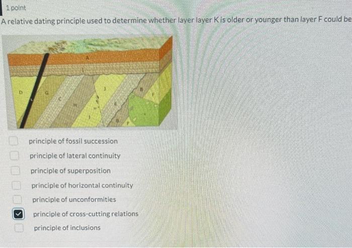 Solved 1point A Relative Dating Principle Used To Determine | Chegg.com