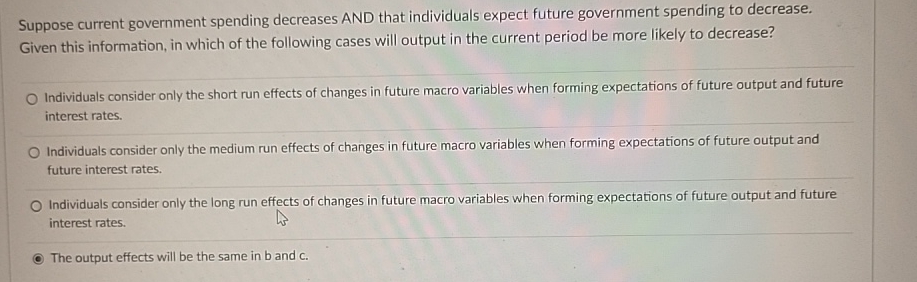 solved a decrease in government spending will decrease... Solved Suppose current government spending decreases AND | Chegg.com