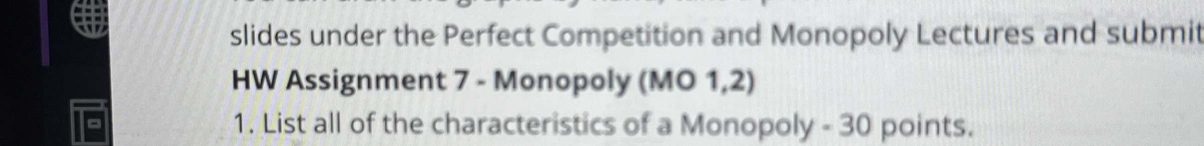 Solved HW Assignment 7 - ﻿Monopoly (MO 1,2)List all of the | Chegg.com