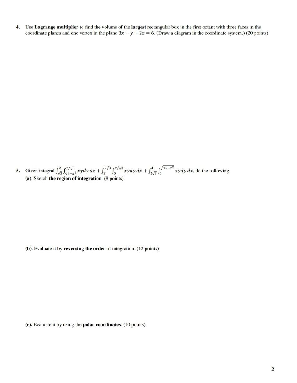 Solved 4. Use Lagrange multiplier to find the volume of the | Chegg.com