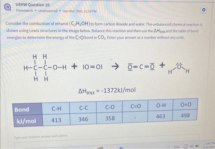 Solved Consider The Combustion Of Ethanol C2h5oh To Form 5554