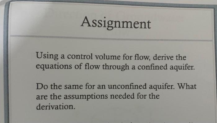 Solved Assignment Using a control volume for flow, derive | Chegg.com