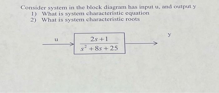 Solved Consider system in the block diagram has input u, and | Chegg.com