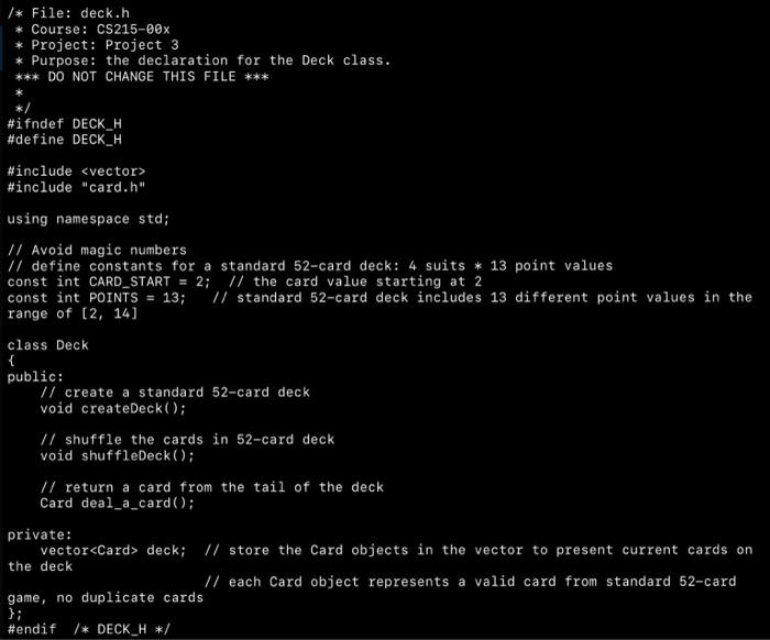Solved C++, using the source codes provided (card.h, | Chegg.com