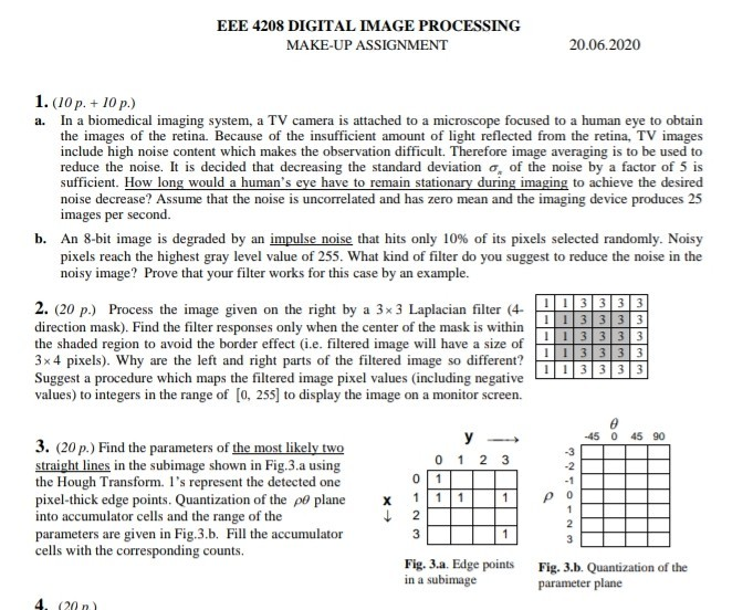 EEE 4208 DIGITAL IMAGE PROCESSING MAKE-UP ASSIGNMENT | Chegg.com