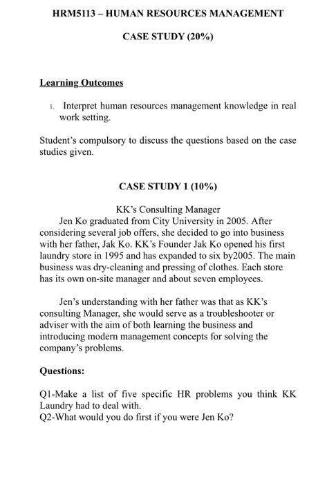 example of case study in human resource management