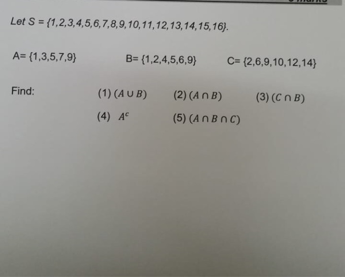Solved Let S = {1,2,3,4,5,6,7,8,9,10,11,12,13,14,15,16). A