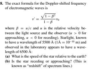 Solved The exact formula for the Doppler-shifted frequency | Chegg.com