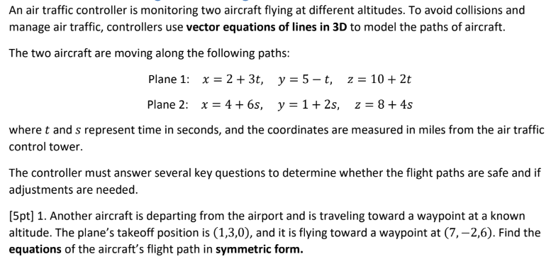 Solved An ﻿air traffic controller is ﻿monitoring two | Chegg.com