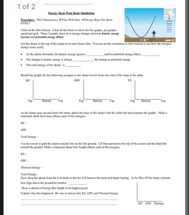 Solved 1 of 2 Energy Skate Park Basic Simulation Procedure: | Chegg.com