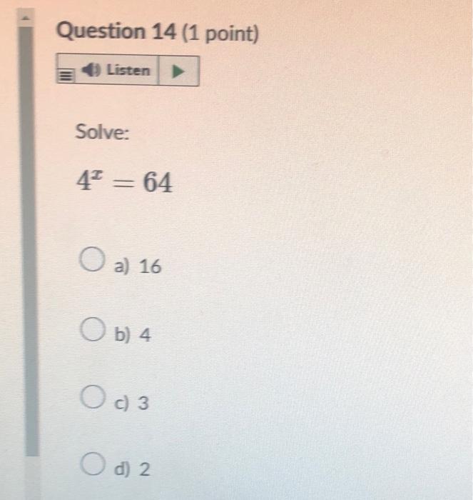Solve 4 X 64