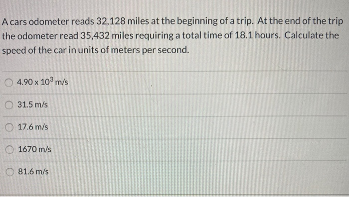 Solved A Cars Odometer Reads 32,128 Miles At The Beginning | Chegg.com