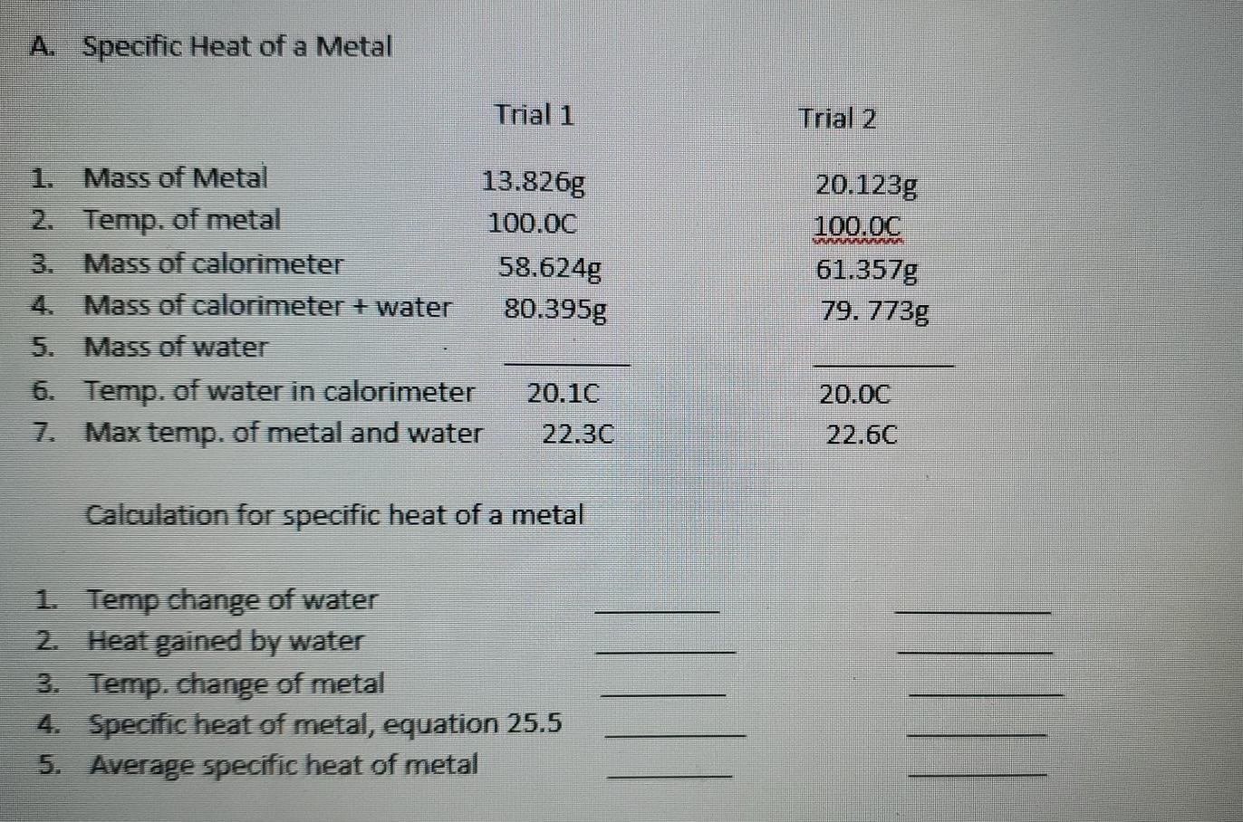 Solved A. Enthalpy (Heat) of Neutralization for an AcidBase
