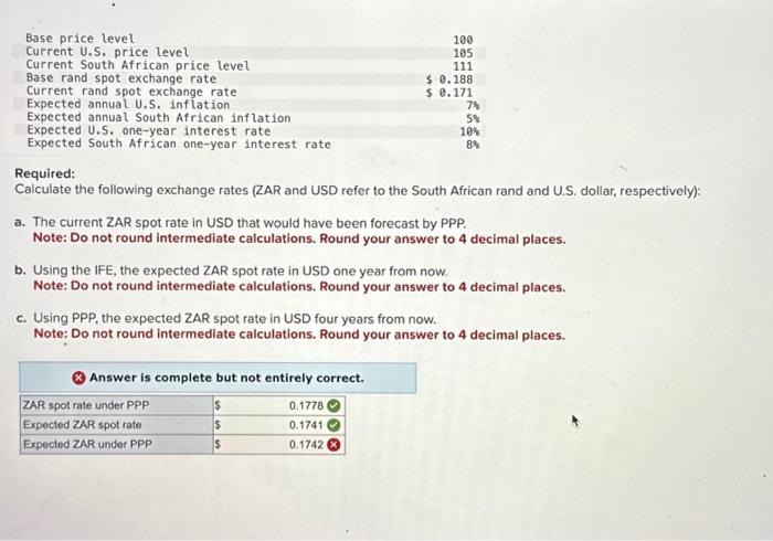 Solved Required: Caiculate the following exchange rates (ZAR | Chegg.com